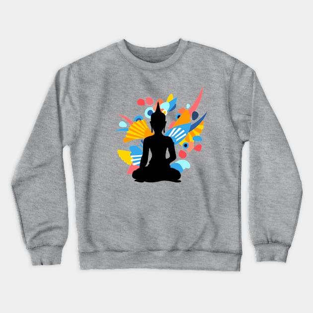 Black Budda with Colorful Energy Crewneck Sweatshirt by XOOXOO